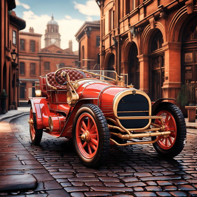 A high-quality digital art piece that reimagines an Alfa Romeo in the 1910s