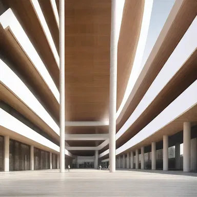 The design of the building follows a duple time rhythm with two evenly spaced columns in each section.
