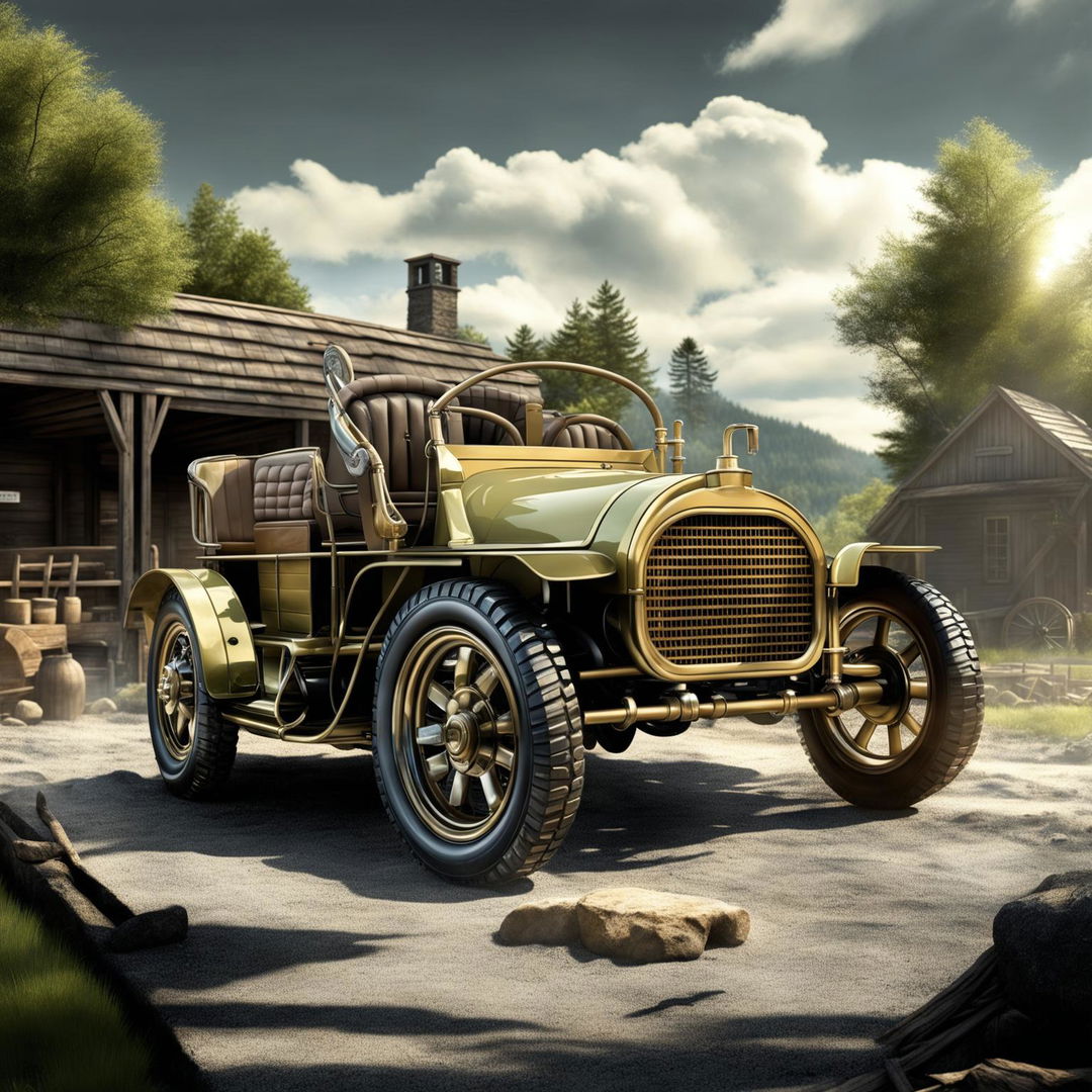 A captivating digital art piece depicting a Hummer as if it were designed in the 1910s