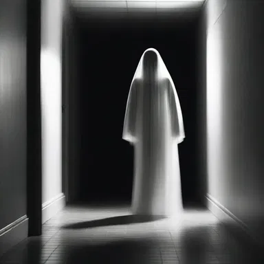 The ghostly figure moved gently through the dark hallway, sending shivers down my spine.
