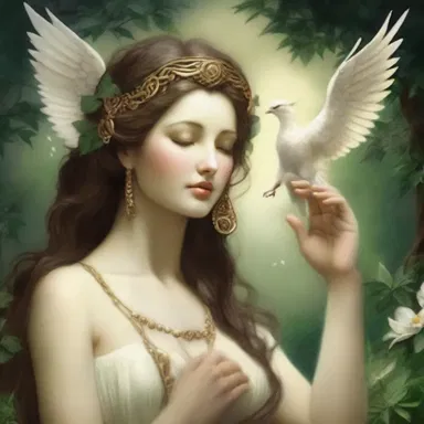 The mythical goddess's touch was known to be gentle, bringing peace and healing to those she encountered.