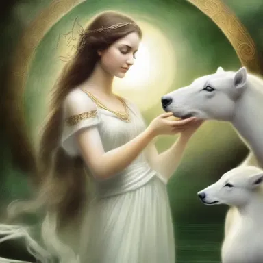 The mythical goddess's touch was known to be gentle, bringing peace and healing to those she encountered.
