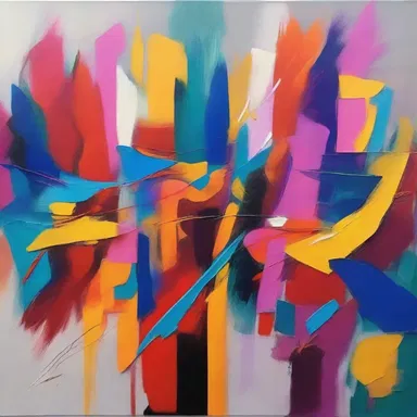 The abstract painting captured the essence of pedesis with its vibrant colors and dynamic brushstrokes, giving the illusion of particles in random motion.