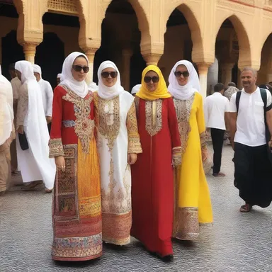 The fashion-conscious tourists were excited to explore the colorful souk and buy traditional Arabian garments.