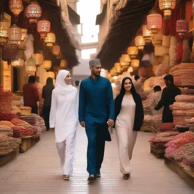 The young couple enjoyed a romantic evening stroll through the souk, surrounded by the aromas of spices and incense.