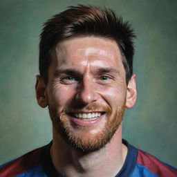 The Lionel Messi portrait now features him with a big, contagious smile, reflecting the joy of playing football.