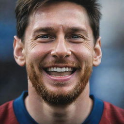 The Lionel Messi portrait now features him with a big, contagious smile, reflecting the joy of playing football.