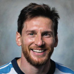 The Lionel Messi portrait now features him with a big, contagious smile, reflecting the joy of playing football.