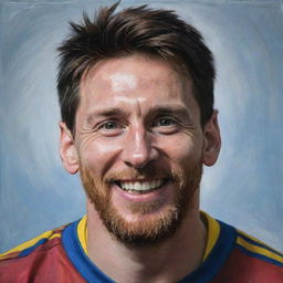 The Lionel Messi portrait now features him with a big, contagious smile, reflecting the joy of playing football.