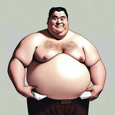The author vividly described the rotundity of the protagonist's belly, emphasizing his love for indulgent meals.