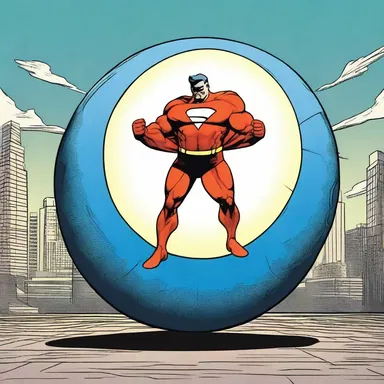The superhero's superpower was his ability to transform into a giant ball with incredible rotundity, crushing all his enemies in his path.