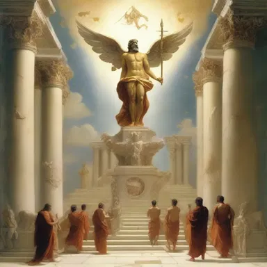 The gods of Olympus grandly descended from the heavens to observe the mortal world.