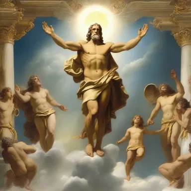 The gods of Olympus grandly descended from the heavens to observe the mortal world.