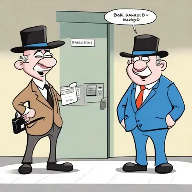 In the cartoon, the mischievous characters decide to rob a bank on a bank holiday thinking it will be empty.