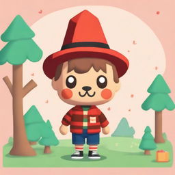 A high-quality digital art piece featuring Freddy Krueger from 'A Nightmare on Elm Street', reimagined as an adorable character in the style of 'Animal Crossing'