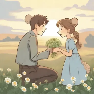 As the sun set over the meadow, he surprised her with a bouquet of beautiful mouse-ear cress, symbolizing their growing love and commitment.