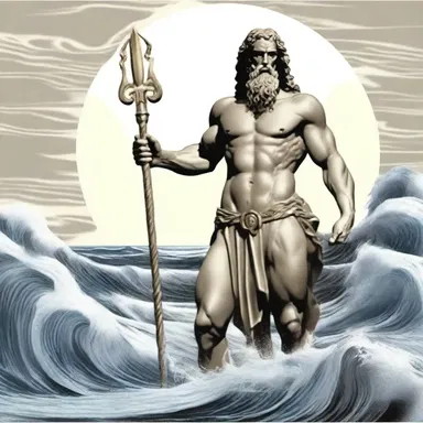 In Greek mythology, the god of the sea, Poseidon, is often depicted holding a trident tipped with iodine.