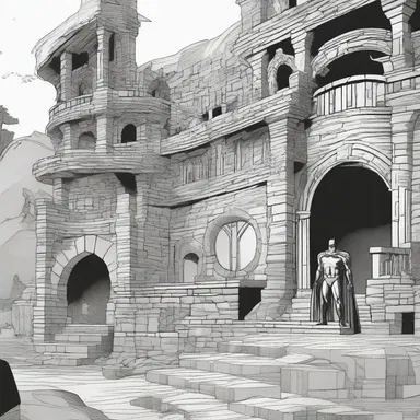 In the comic book, the superhero carves an intricate design into the villain's hideout.