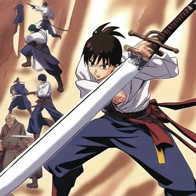 In the anime series, the skilled swordsman carves through his enemies with ease.