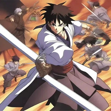 In the anime series, the skilled swordsman carves through his enemies with ease.