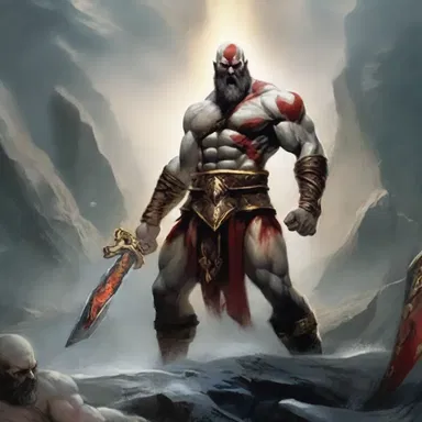 According to mythology, the god of war used his mighty sword to carve through his adversaries in battle.
