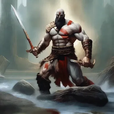 According to mythology, the god of war used his mighty sword to carve through his adversaries in battle.