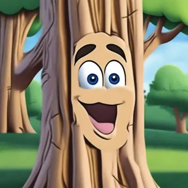 The character carved his name into the tree trunk in the cartoon.