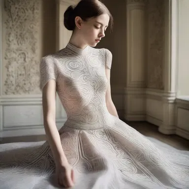 The fashion designer carved intricate patterns on the dress using delicate tools.