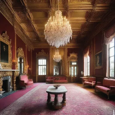 The house had an incurably lavish interior, with grand chandeliers and ornate decor.