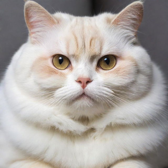 A chubby, adorable cat with glossy coat and sparkling eyes