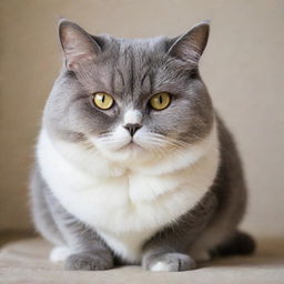 A chubby, adorable cat with glossy coat and sparkling eyes