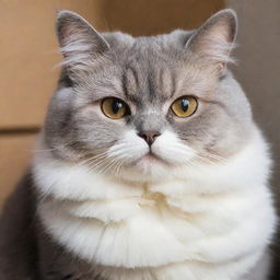 A chubby, adorable cat with glossy coat and sparkling eyes