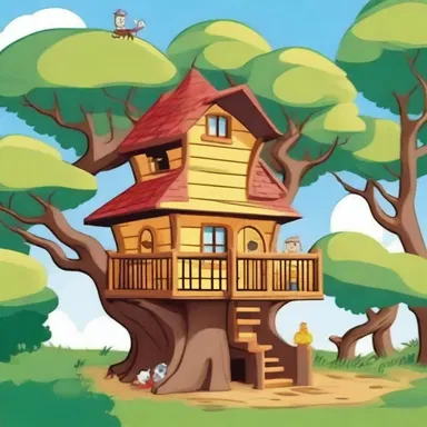 The characters on the cartoon show slowly built a treehouse, adding little by little every day.