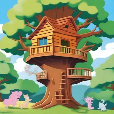 The characters on the cartoon show slowly built a treehouse, adding little by little every day.