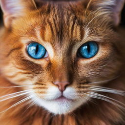 A vibrant, color-rich image of a cat showcasing its brilliantly hued fur and sparkling eyes