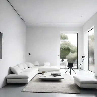 The minimalist design of the house was reflected in the white walls and humorlessly arranged furniture.