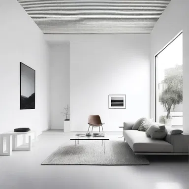 The minimalist design of the house was reflected in the white walls and humorlessly arranged furniture.