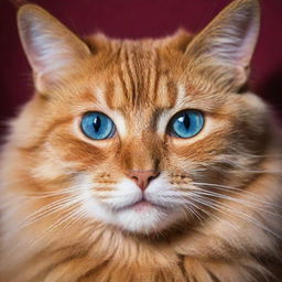 A vibrant, color-rich image of a cat showcasing its brilliantly hued fur and sparkling eyes