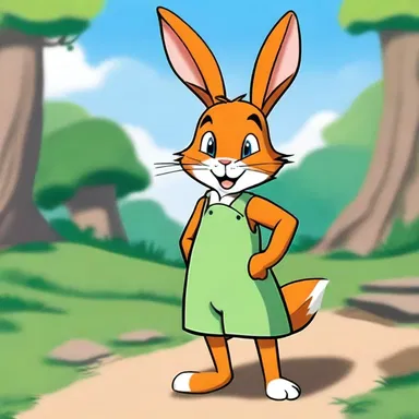 The cautious rabbit character in the animated series always remained leery of the mischievous fox.