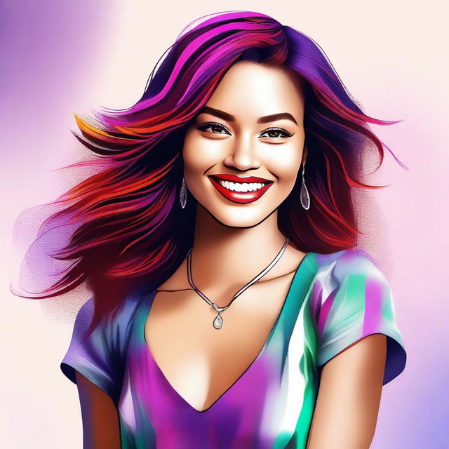 A digital art portrait of a stylish and attractive young woman