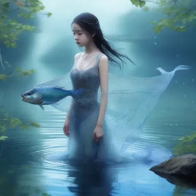 In the fantasy novel, the protagonist uses a magical fishnet to catch mythical creatures in the enchanted lake.