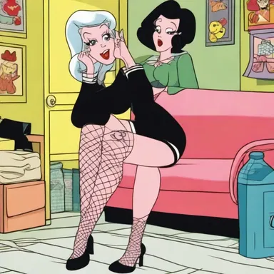 The animated character wore fishnet stockings as part of her eccentric fashion style in the cartoon series.