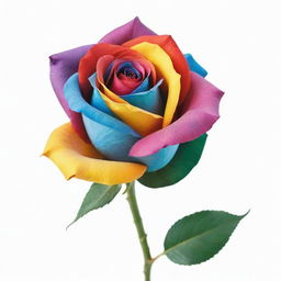 A colorful rose on a white background in the style of Picasso