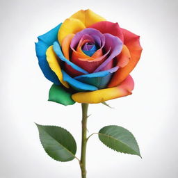 A colorful rose on a white background in the style of Picasso