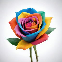 A colorful rose on a white background in the style of Picasso