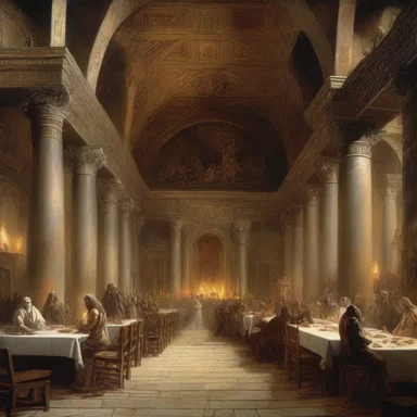 In Norse mythology, Valhalla is a grand hall where fallen warriors are taken to be seated at the feasting table.