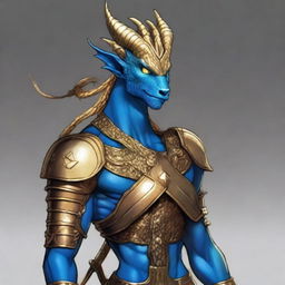 This is a high-quality digital art image depicting a young, tall bronze dragonman