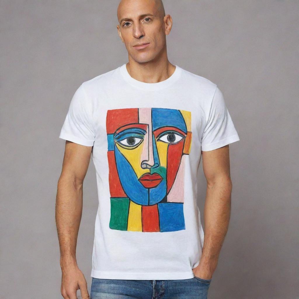 Hand drawn Picasso-inspired design on a t-shirt