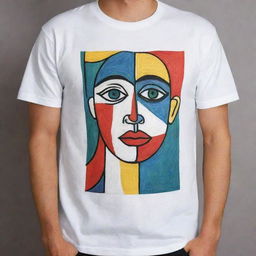 Hand drawn Picasso-inspired design on a t-shirt