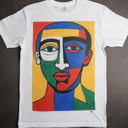 Hand drawn Picasso-inspired design on a t-shirt